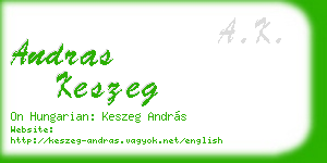 andras keszeg business card
